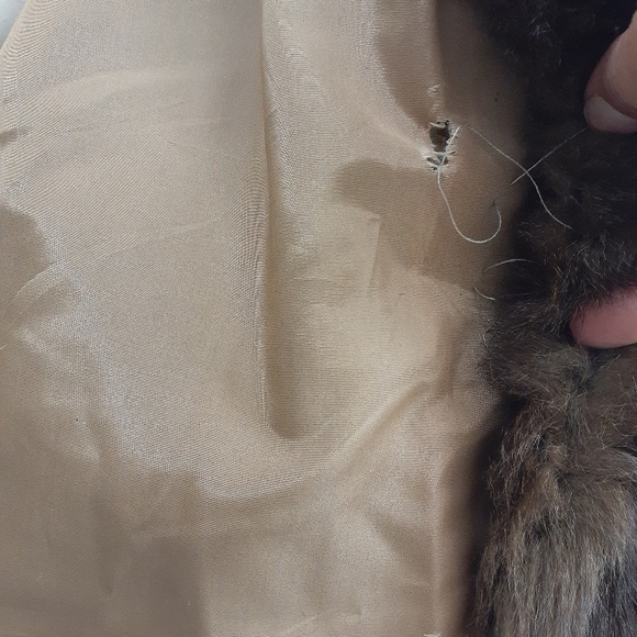 vtg suede swing coat fox trim collar cuff OS M L - Picture 7 of 8